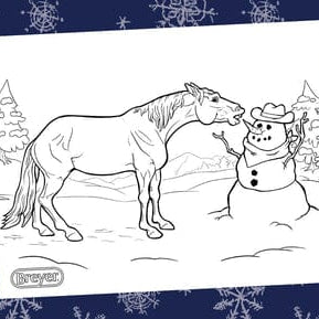 Winter Coloring Contest featuring Horse and Snowman