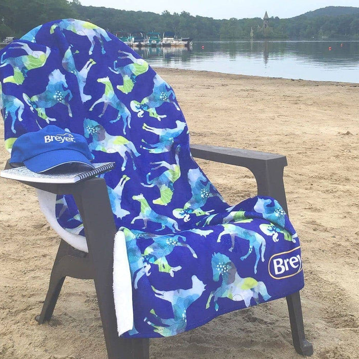 Breyer Blue Horse Beach and Bath Towel on chair