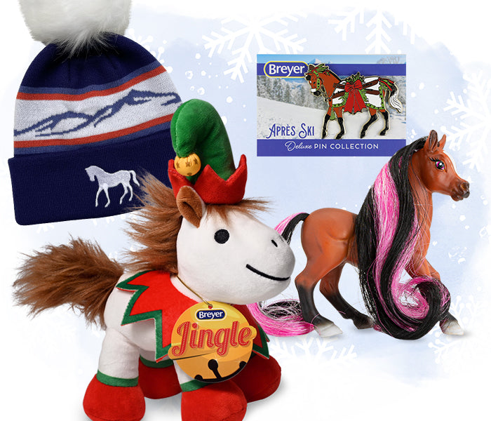 Breyer Stocking Stuffers featuring plush toys, pins, hats and more.