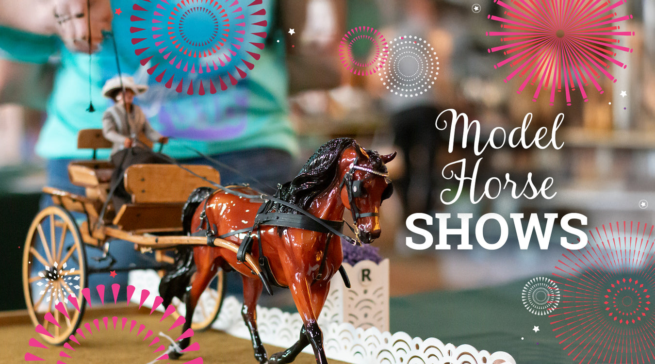 Model Horse Shows at BreyerFest - Featuring a model pulling a carriage with a rider.