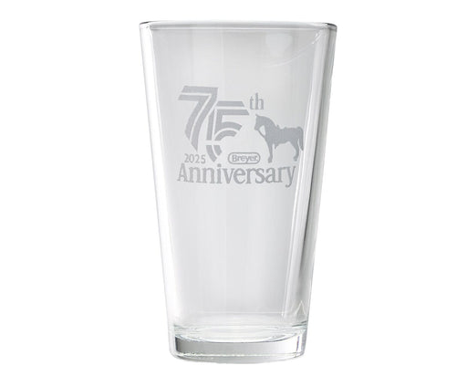 75th Anniversary Pint Glass on white background