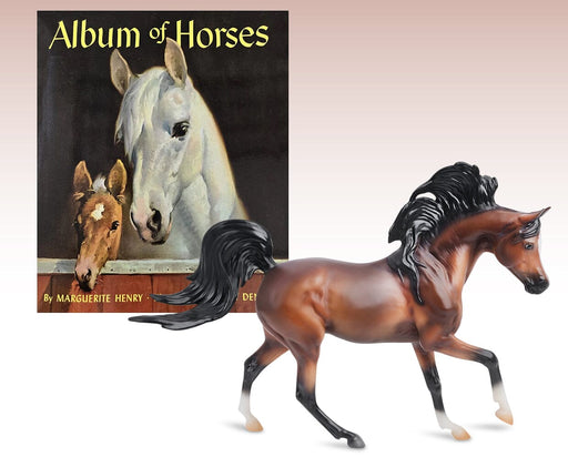 A set of two products including the Album of Horses book by Marguerite Henry and the Freedom Series Mahogany Bay Arabian