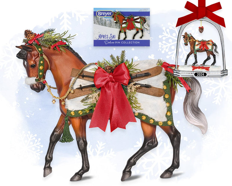 Aprés Ski Deluxe Holiday Gift Set featuing the model, pin and ornament