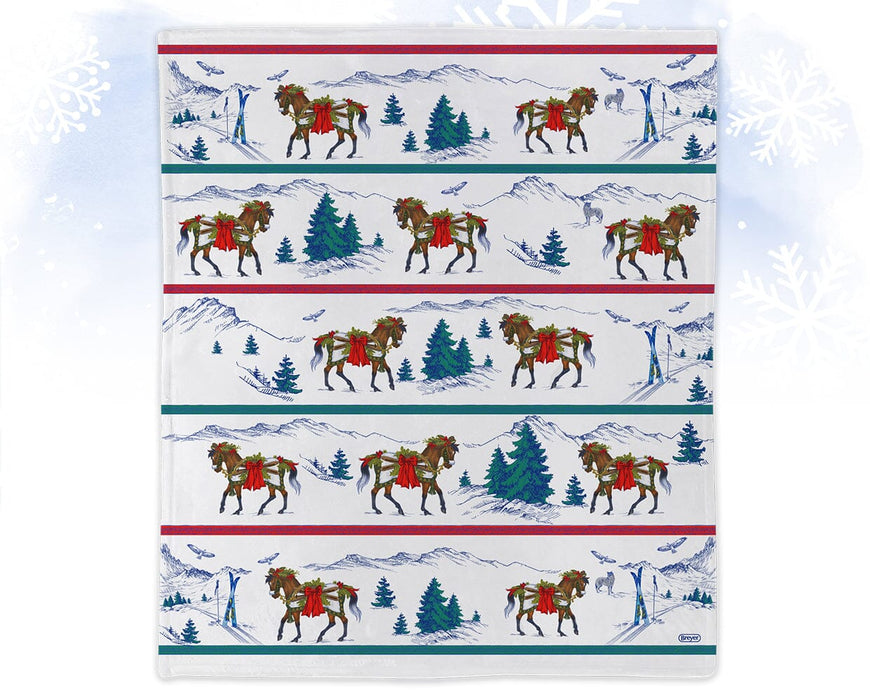 Après Ski Throw Blanket on snowy background