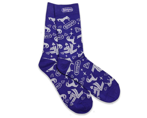 Breyer 75th Anniversary Socks - Blue with grey decorations