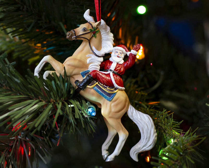 Breyer Hi Ho Santa ornament on Christmas tree