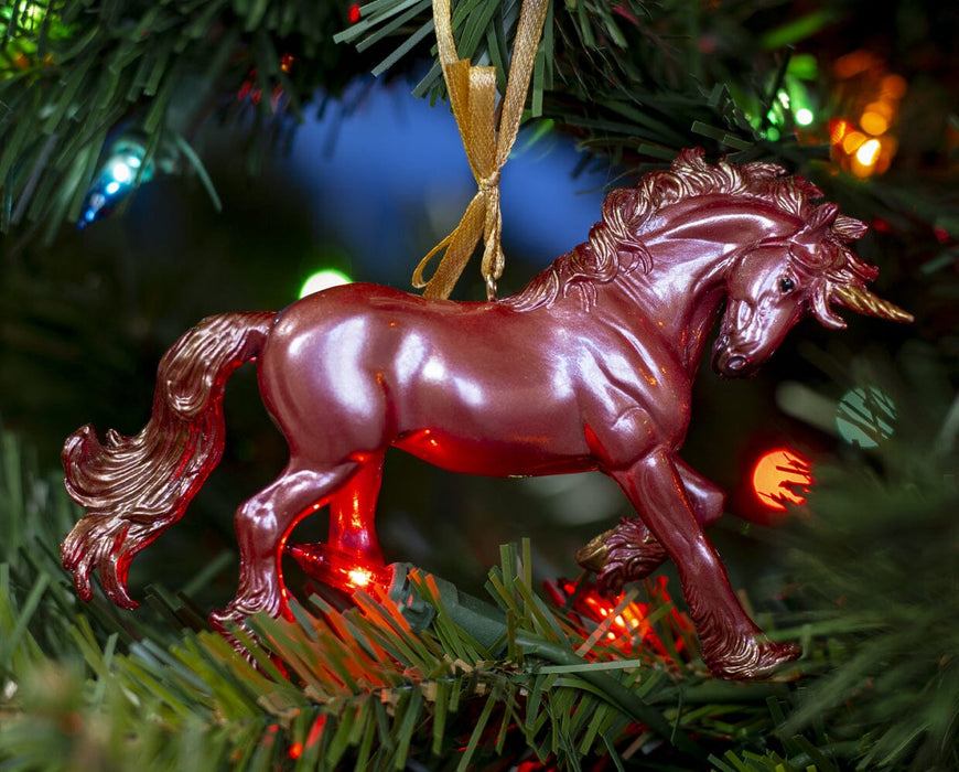 Breyer Scarlet - Unicorn Ornament on Christmas tree