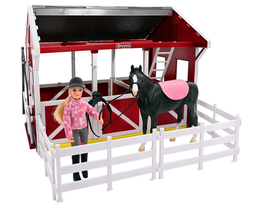 Summer Springs Country Stable back shown with fencing, model and rider