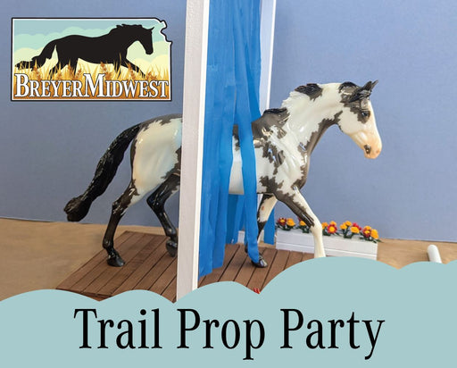 Trail Prop Party | BreyerMidwest 2025 - featuring a grey and white model going through a doorway