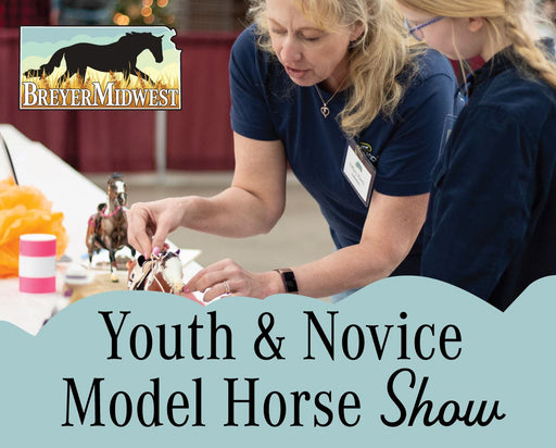 Youth and Novice Show | BreyerMidwest 2025 - a volunteer and a child at a model horse show