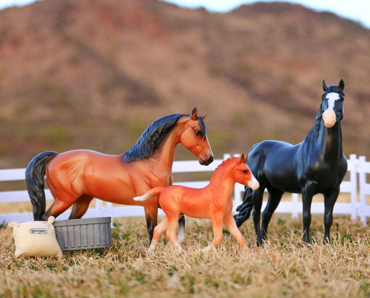 Breyer horses dark palomino family and spotted mustang selling