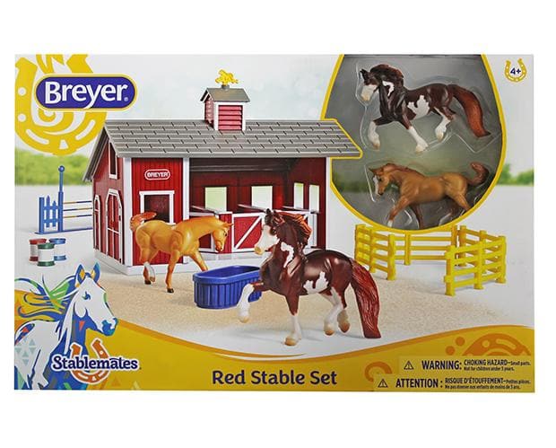 Stablemates Red Stable Set with Two Horses Model Breyer 