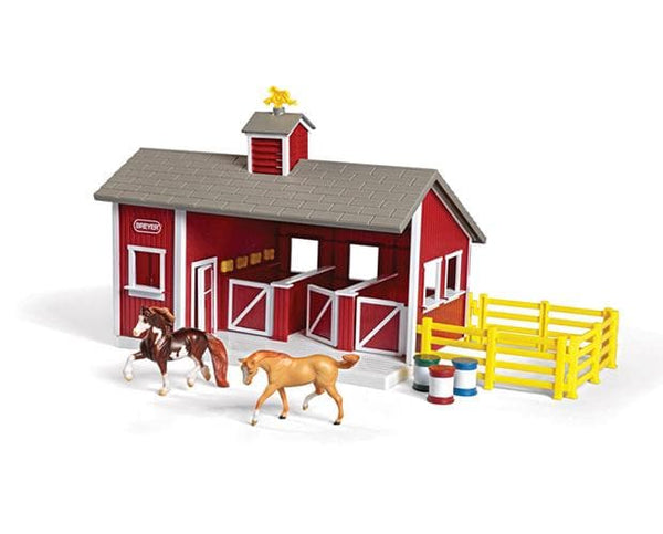 Stablemates Red Stable Set with Two Horses - BreyerHorses.com