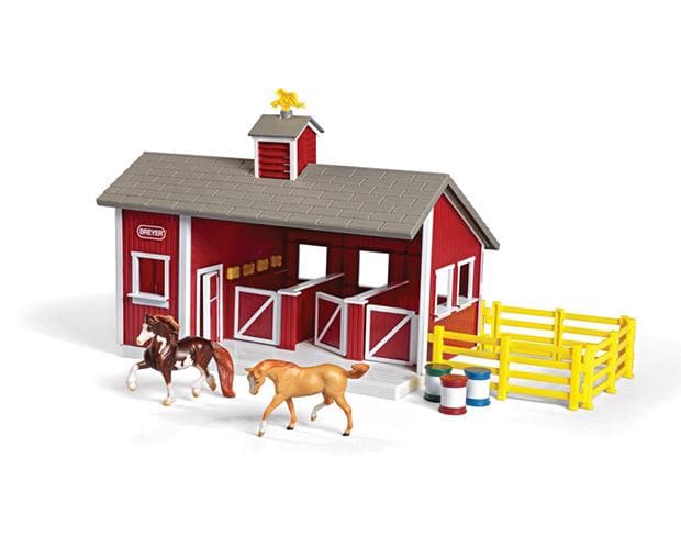 Stablemates Red Stable Set with Two Horses Model Breyer 