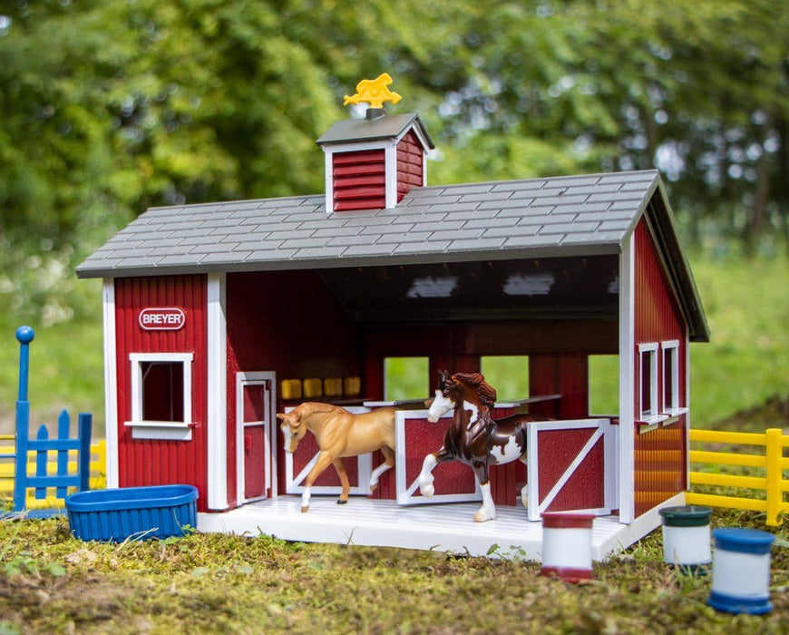 Stablemates Red Stable Set with Two Horses Model Breyer 