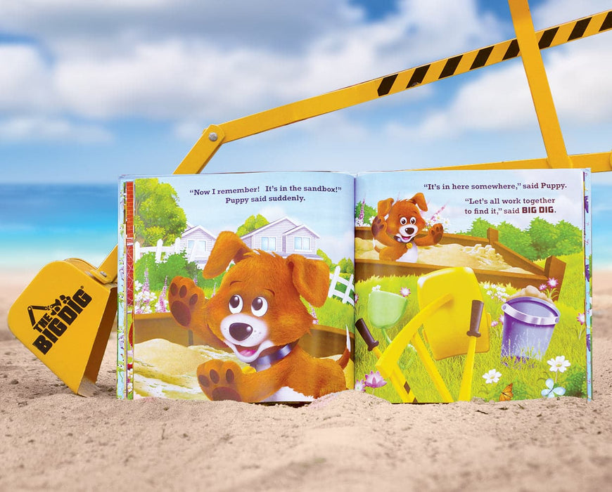 The Big Dig® with the opened book on a beach